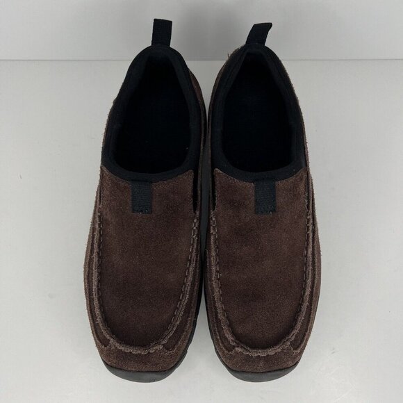 Land's End Brown Rough Cut Suede Chukka Loafers Mens Size 8.5 Slip-On Shoes - Picture 5 of 8